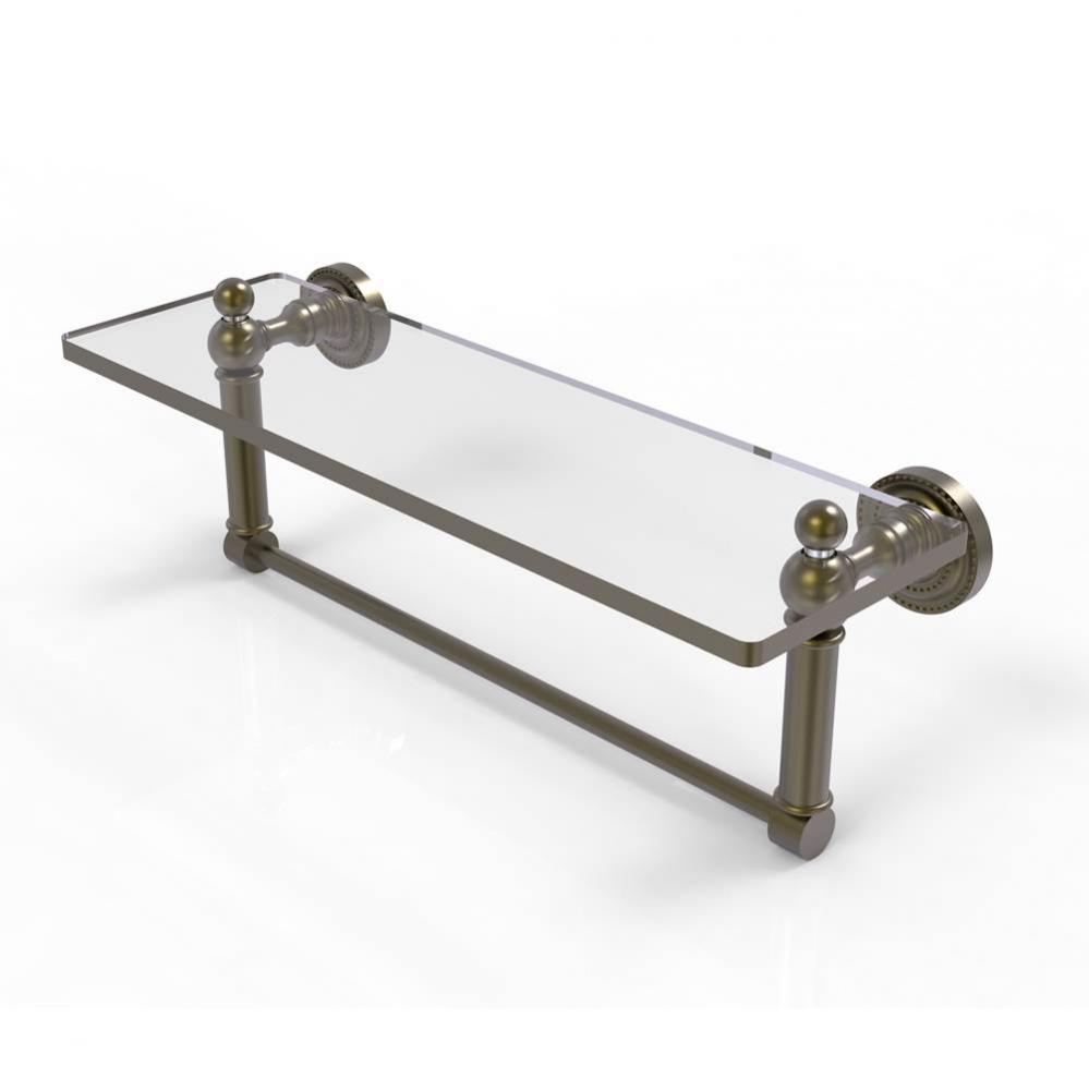Dottingham 16 Inch Glass Vanity Shelf with Integrated Towel Bar