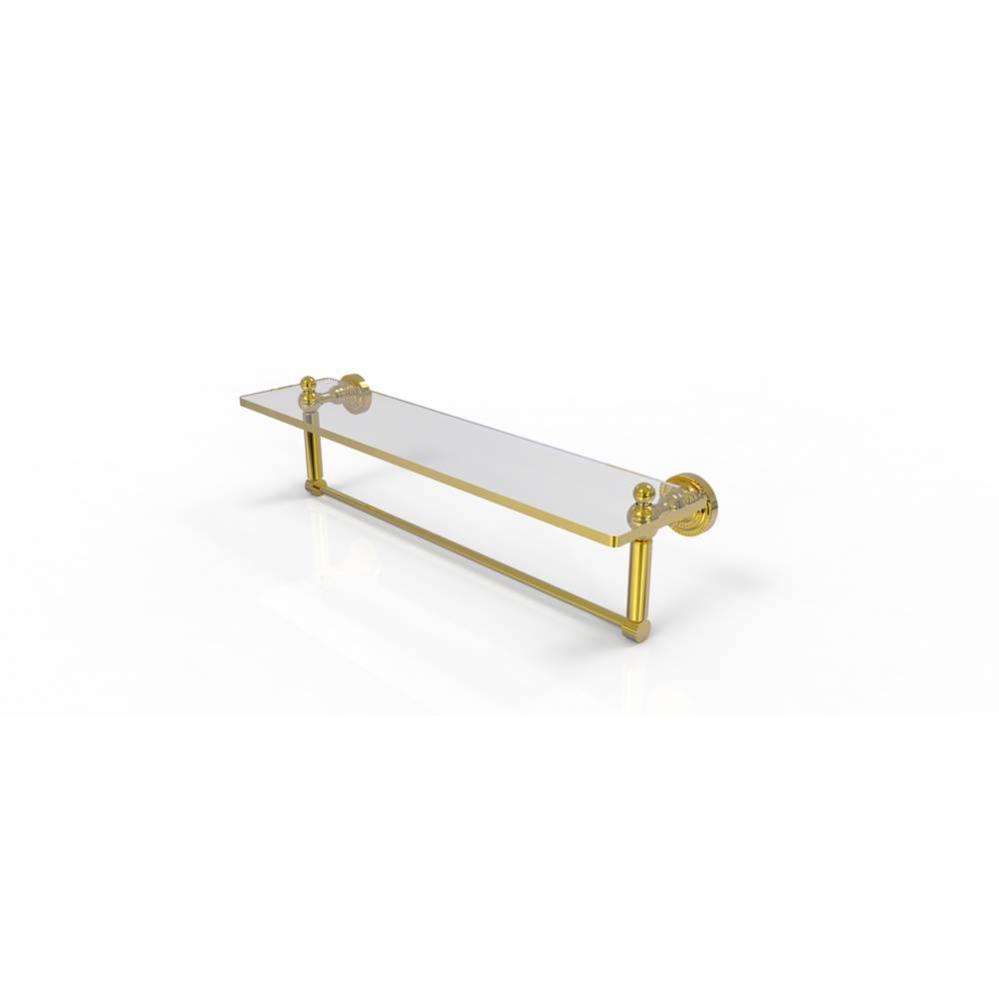 Dottingham 22 Inch Glass Vanity Shelf with Integrated Towel Bar