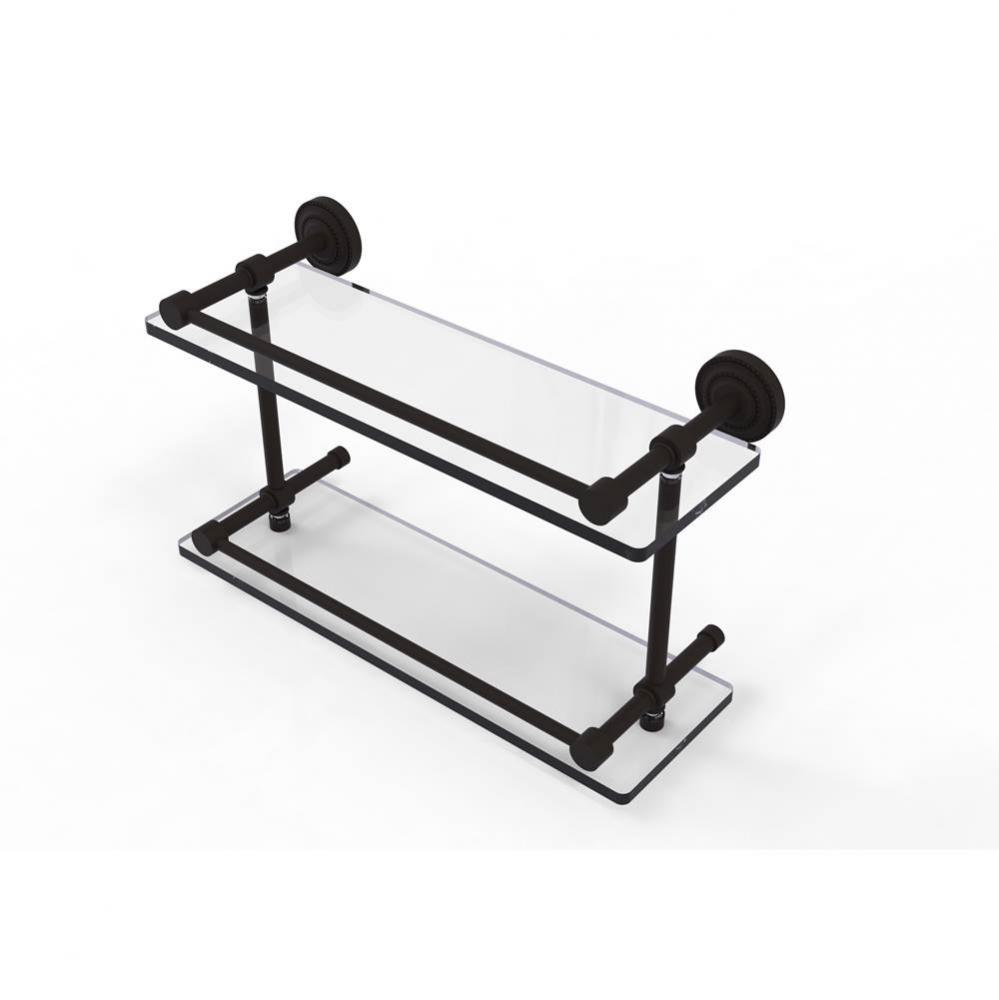 Dottingham 16 Inch Double Glass Shelf with Gallery Rail
