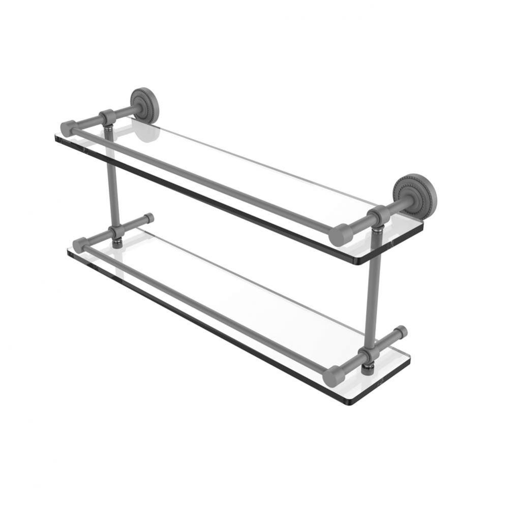 Dottingham 22 Inch Double Glass Shelf with Gallery Rail
