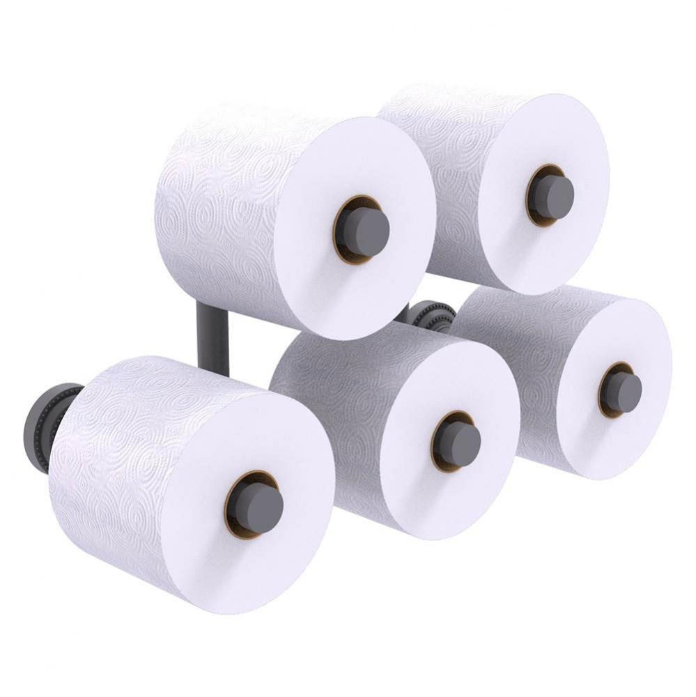 Dottingham Collection 5 Roll Reserve Roll Toilet Paper Holder - Matte Gray