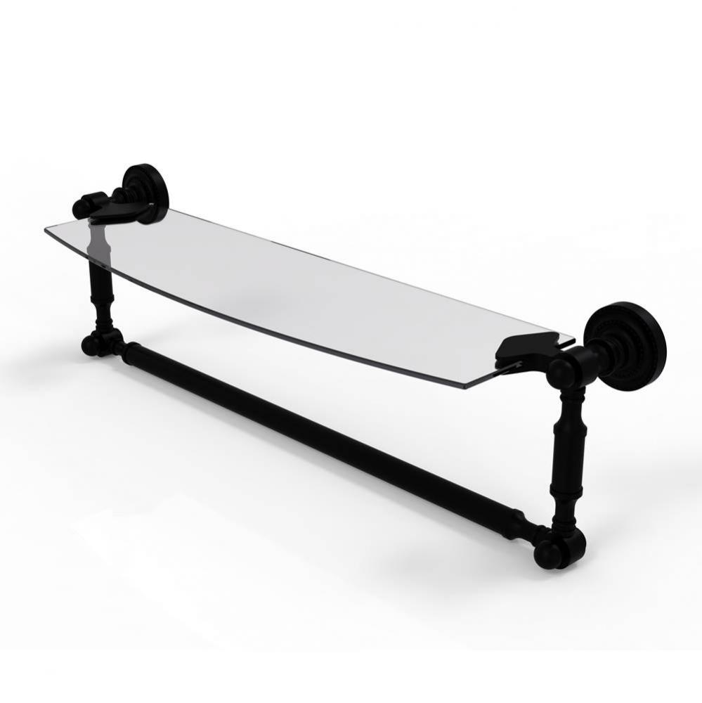 Dottingham 18 Inch Glass Vanity Shelf with Integrated Towel Bar