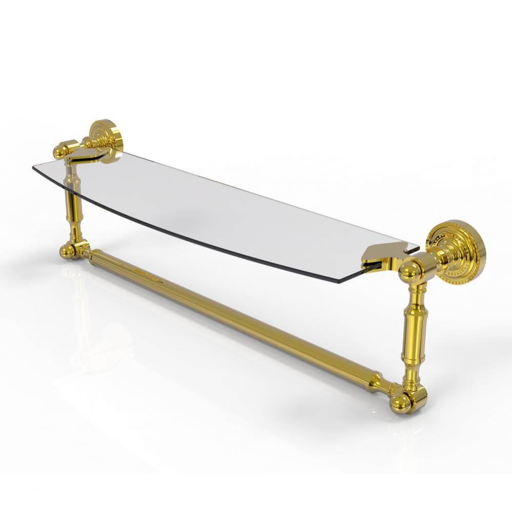 Dottingham 18 Inch Glass Vanity Shelf with Integrated Towel Bar