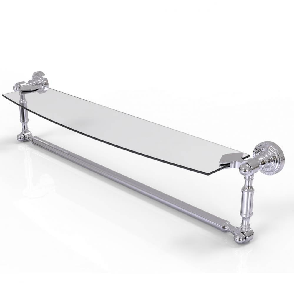 Dottingham 24 Inch Glass Vanity Shelf with Integrated Towel Bar
