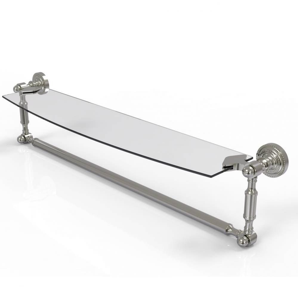 Dottingham 24 Inch Glass Vanity Shelf with Integrated Towel Bar