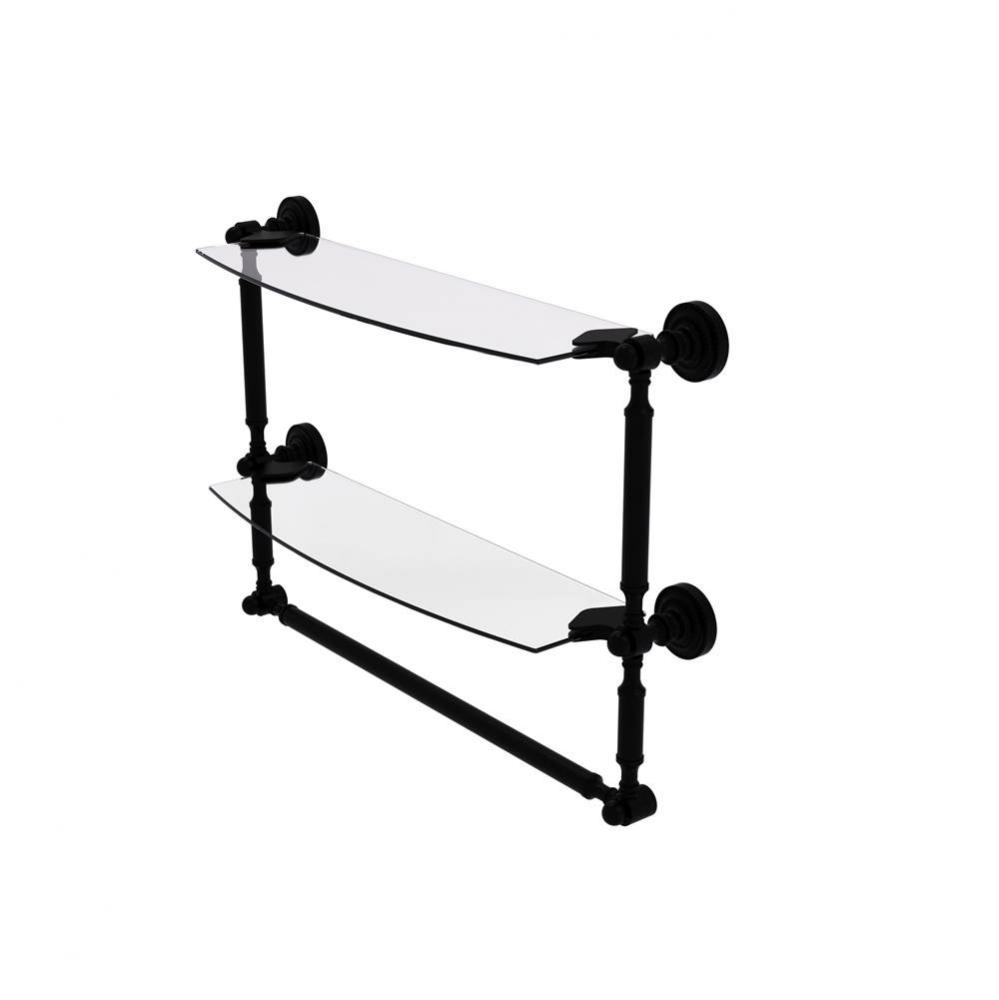 Dottingham Collection 18 Inch Two Tiered Glass Shelf with Integrated Towel Bar