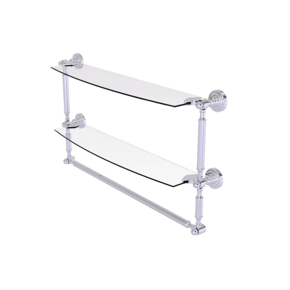 Dottingham Collection 24 Inch Two Tiered Glass Shelf with Integrated Towel Bar