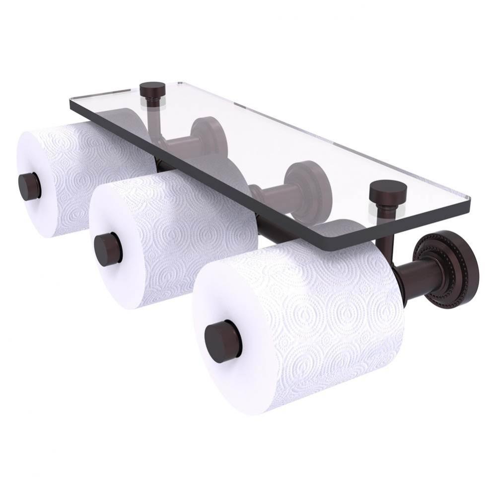 Dottingham Collection Horizontal Reserve 3 Roll Toilet Paper Holder with Glass Shelf - Antique Bro