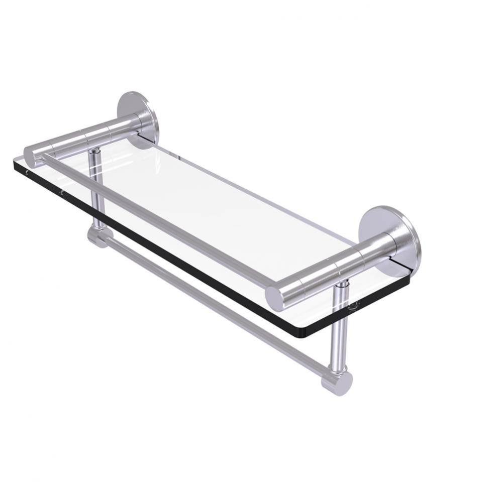 Fresno Collection 16 Inch Glass Shelf with Vanity Rail and Integrated Towel Bar