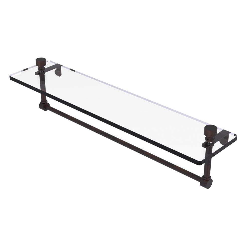 Foxtrot 22 Inch Glass Vanity Shelf with Integrated Towel Bar