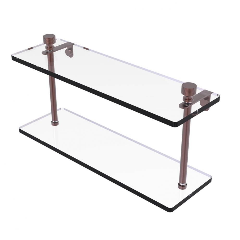 Foxtrot Collection 16 Inch Two Tiered Glass Shelf