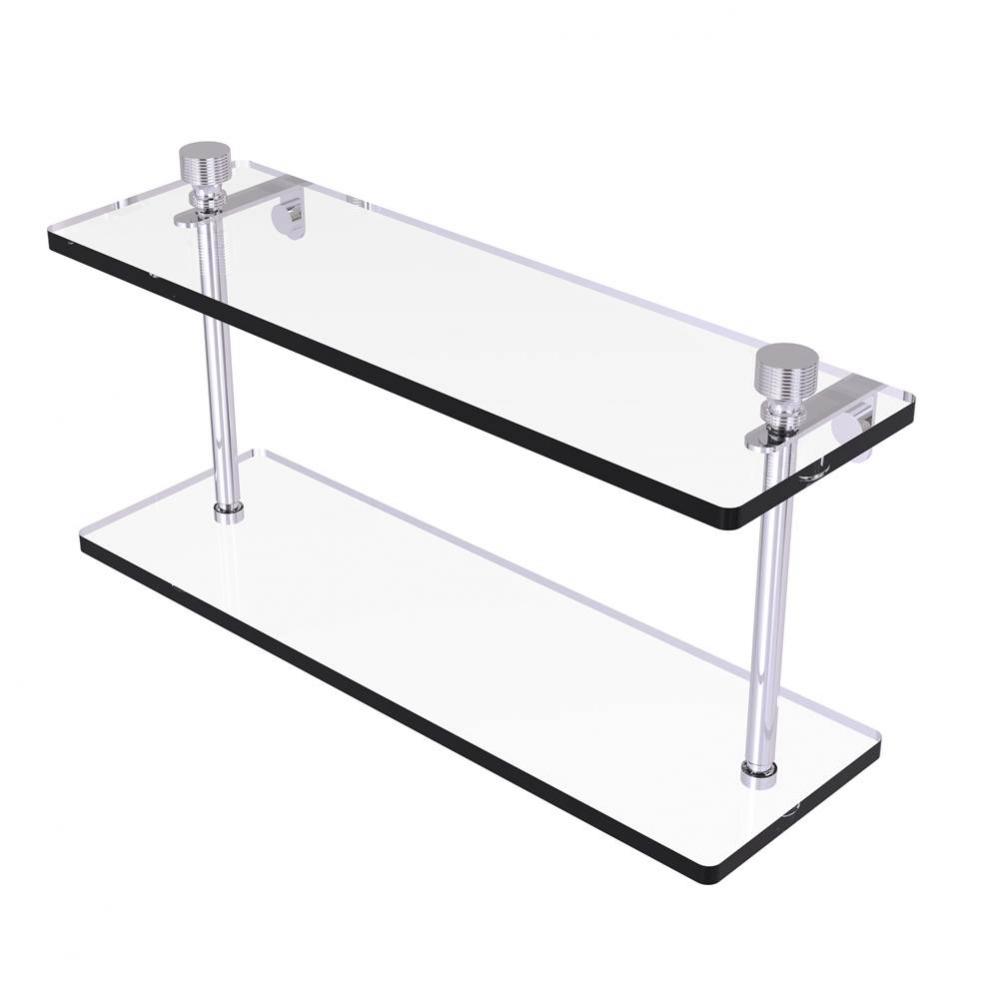 Foxtrot Collection 16 Inch Two Tiered Glass Shelf