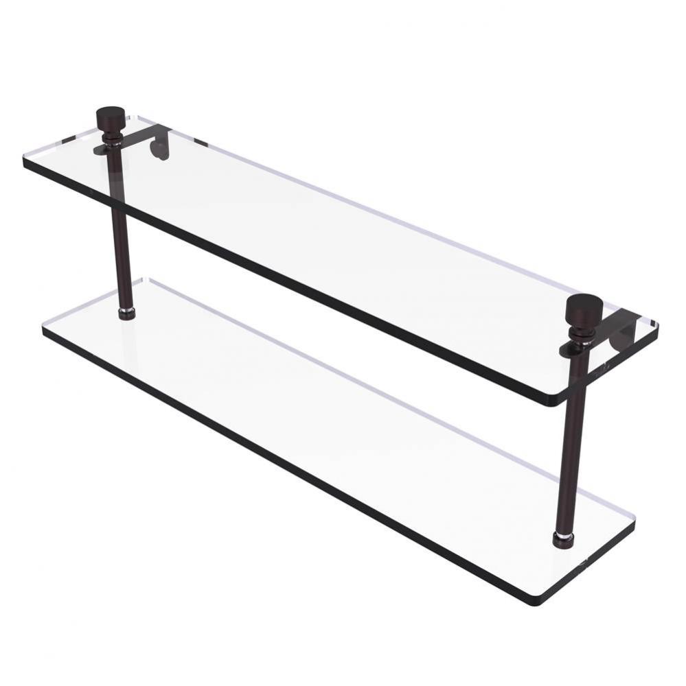 Foxtrot Collection 22 Inch Two Tiered Glass Shelf