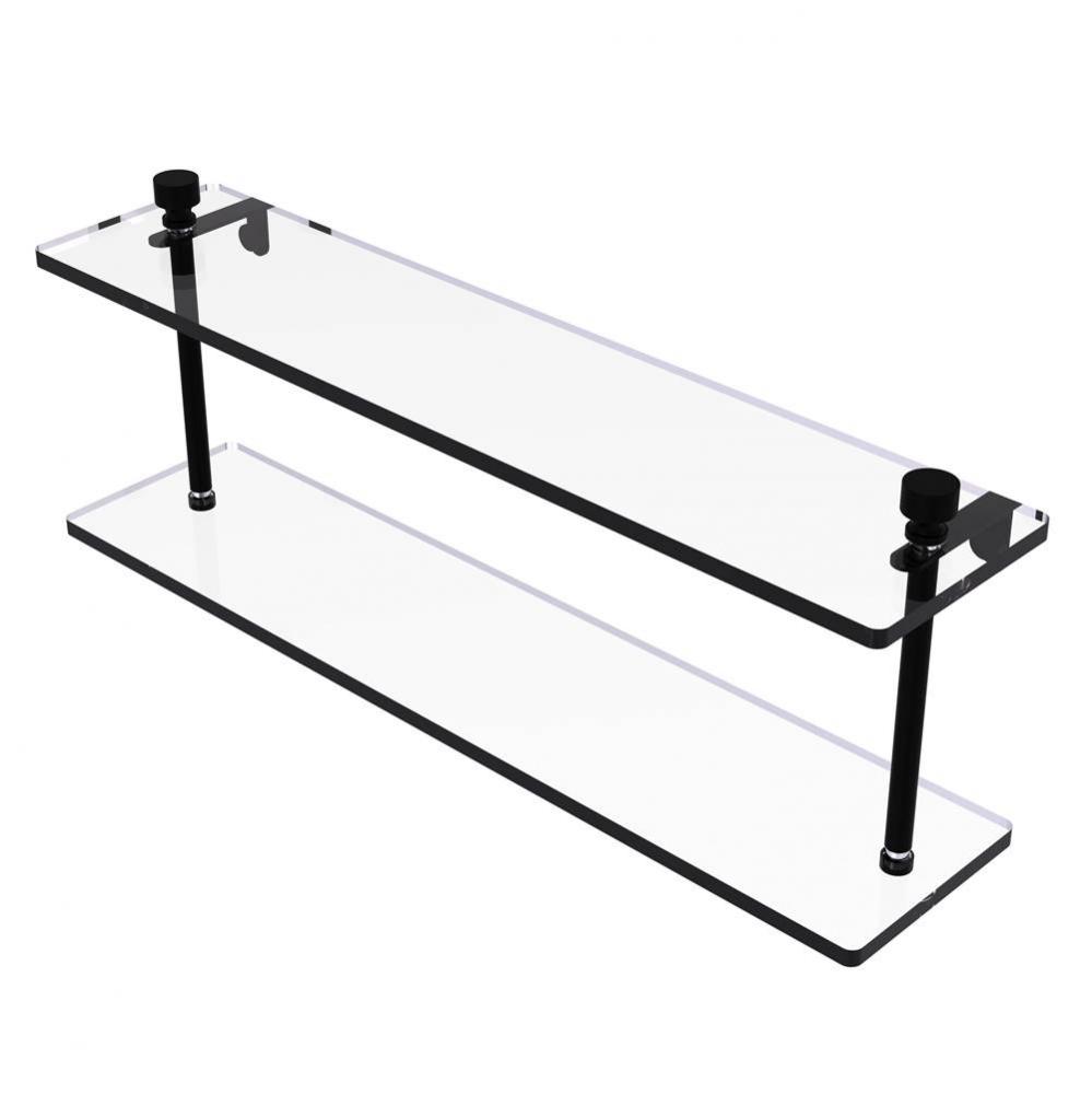 Foxtrot Collection 22 Inch Two Tiered Glass Shelf