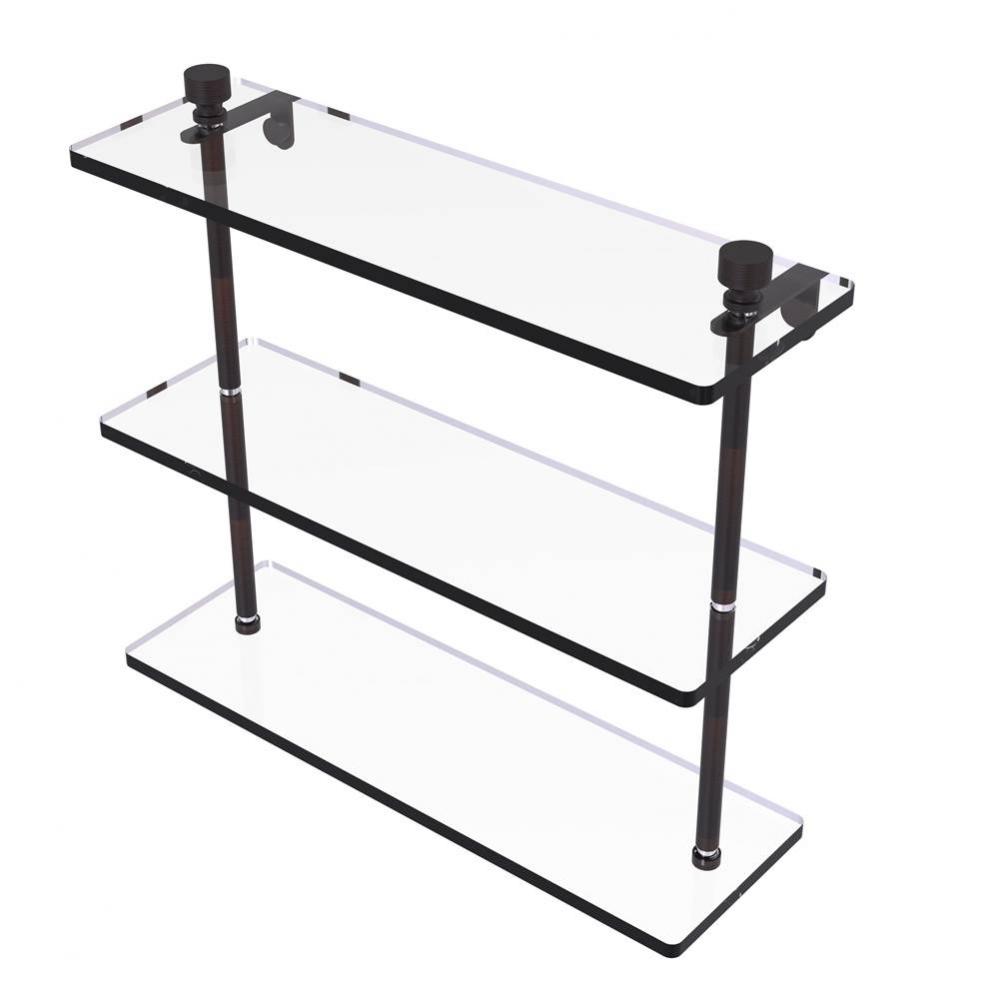 Foxtrot Collection 16 Inch Triple Tiered Glass Shelf