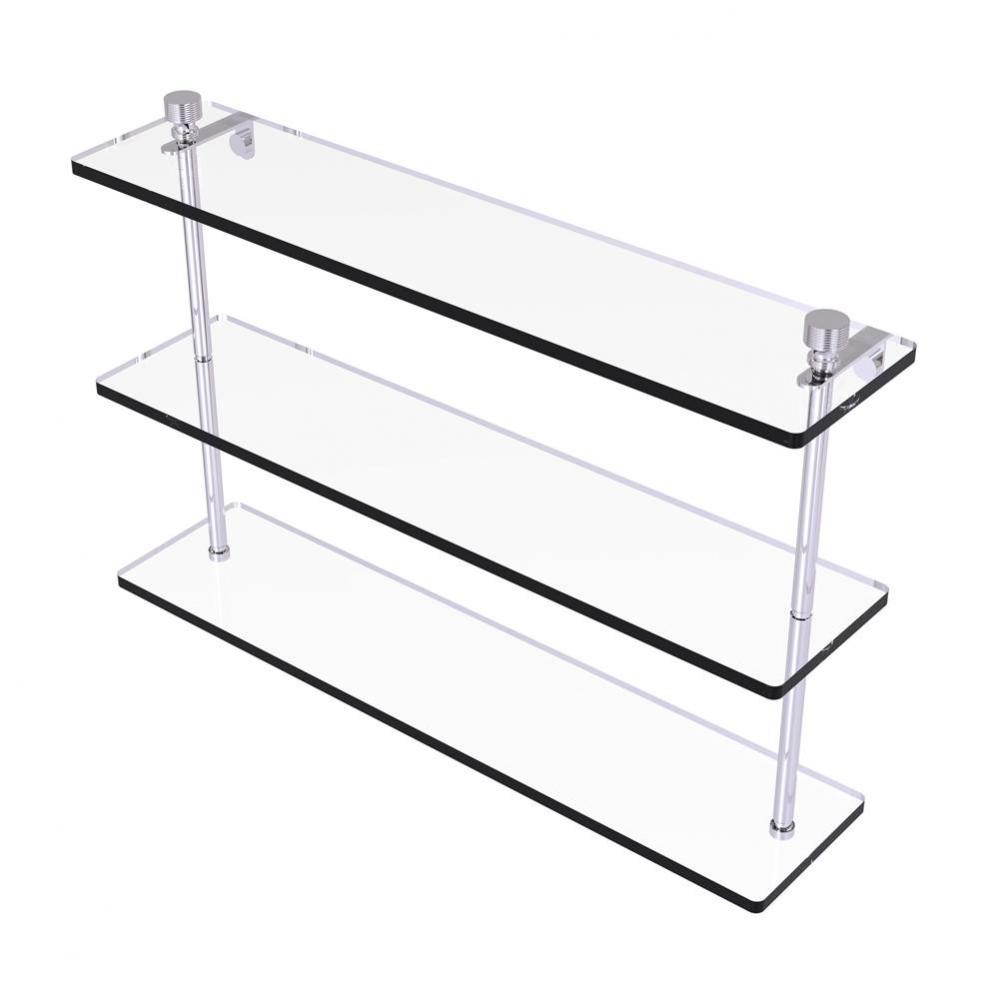Foxtrot Collection 22 Inch Triple Tiered Glass Shelf