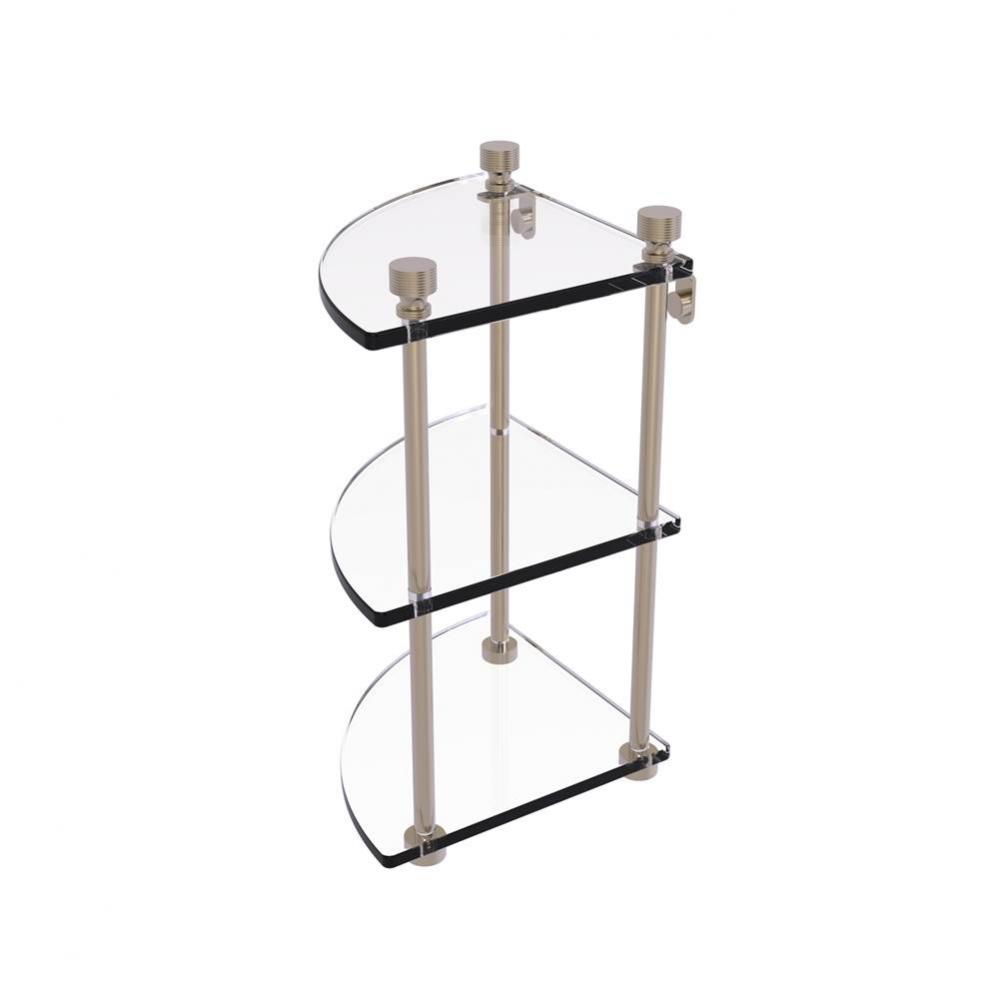 Foxtrot Collection Three Tier Corner Glass Shelf