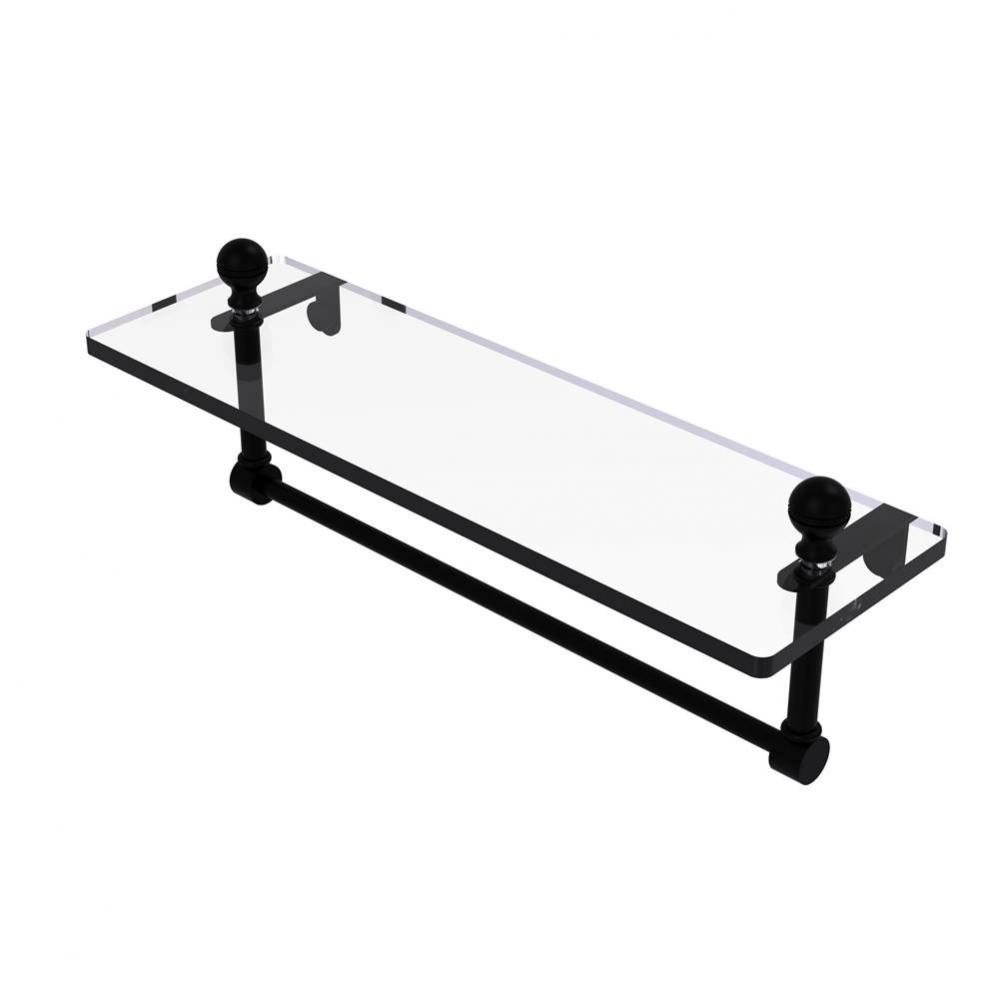 Mambo 16 Inch Glass Vanity Shelf with Integrated Towel Bar