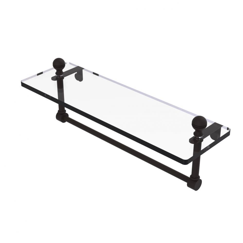 Mambo 16 Inch Glass Vanity Shelf with Integrated Towel Bar