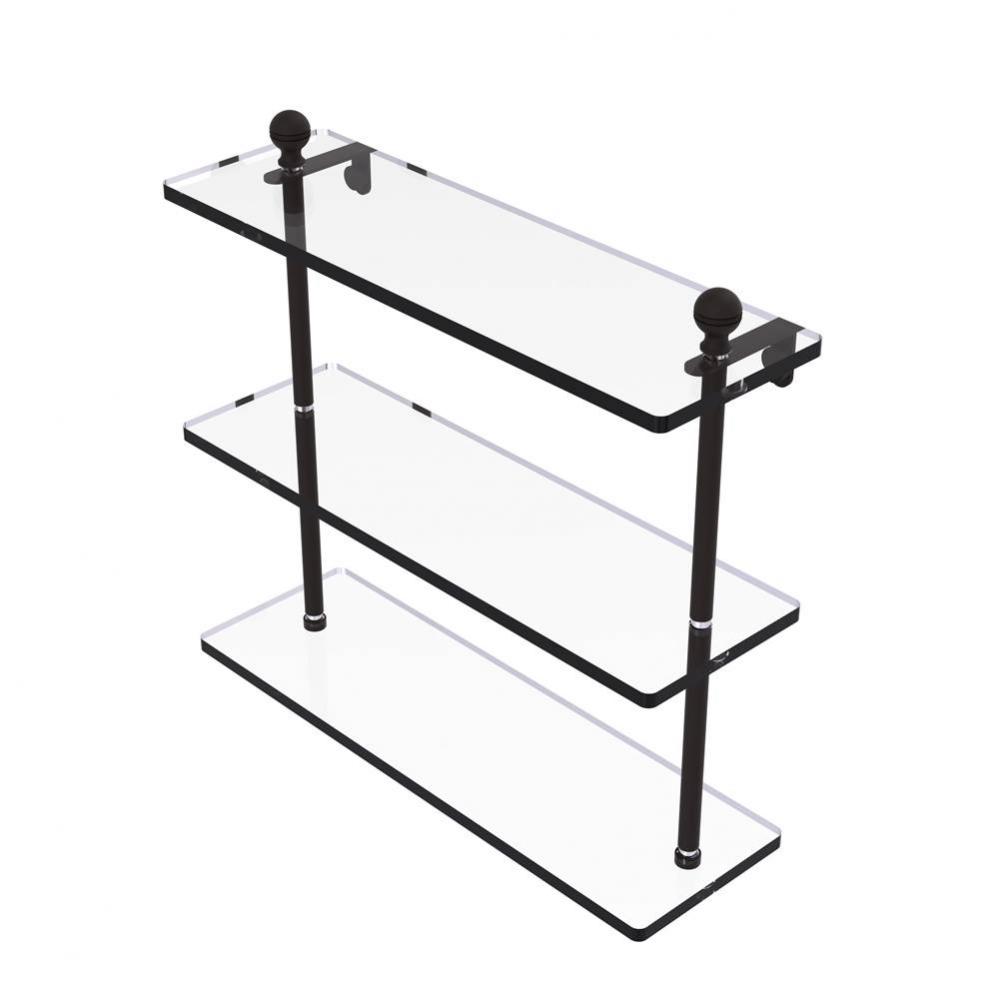 Mambo Collection 16 Inch Triple Tiered Glass Shelf