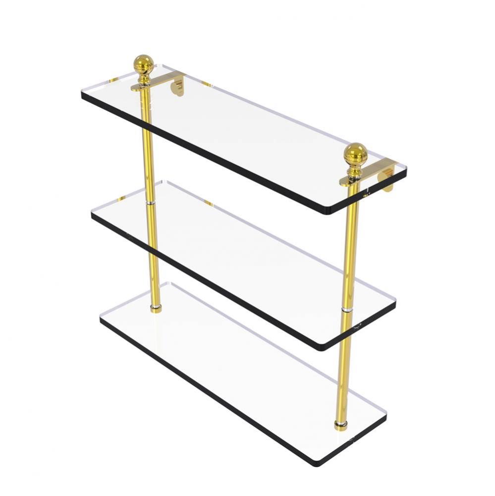 Mambo Collection 16 Inch Triple Tiered Glass Shelf