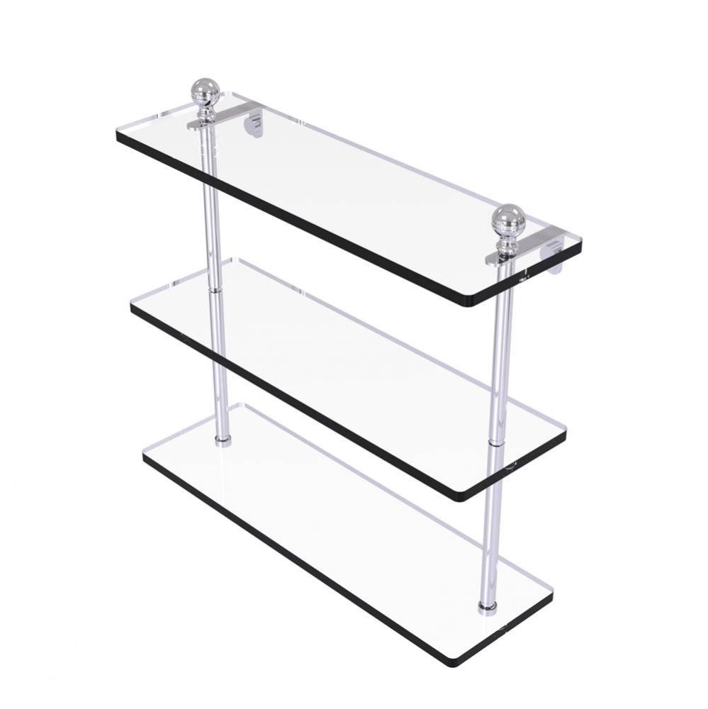 Mambo Collection 16 Inch Triple Tiered Glass Shelf