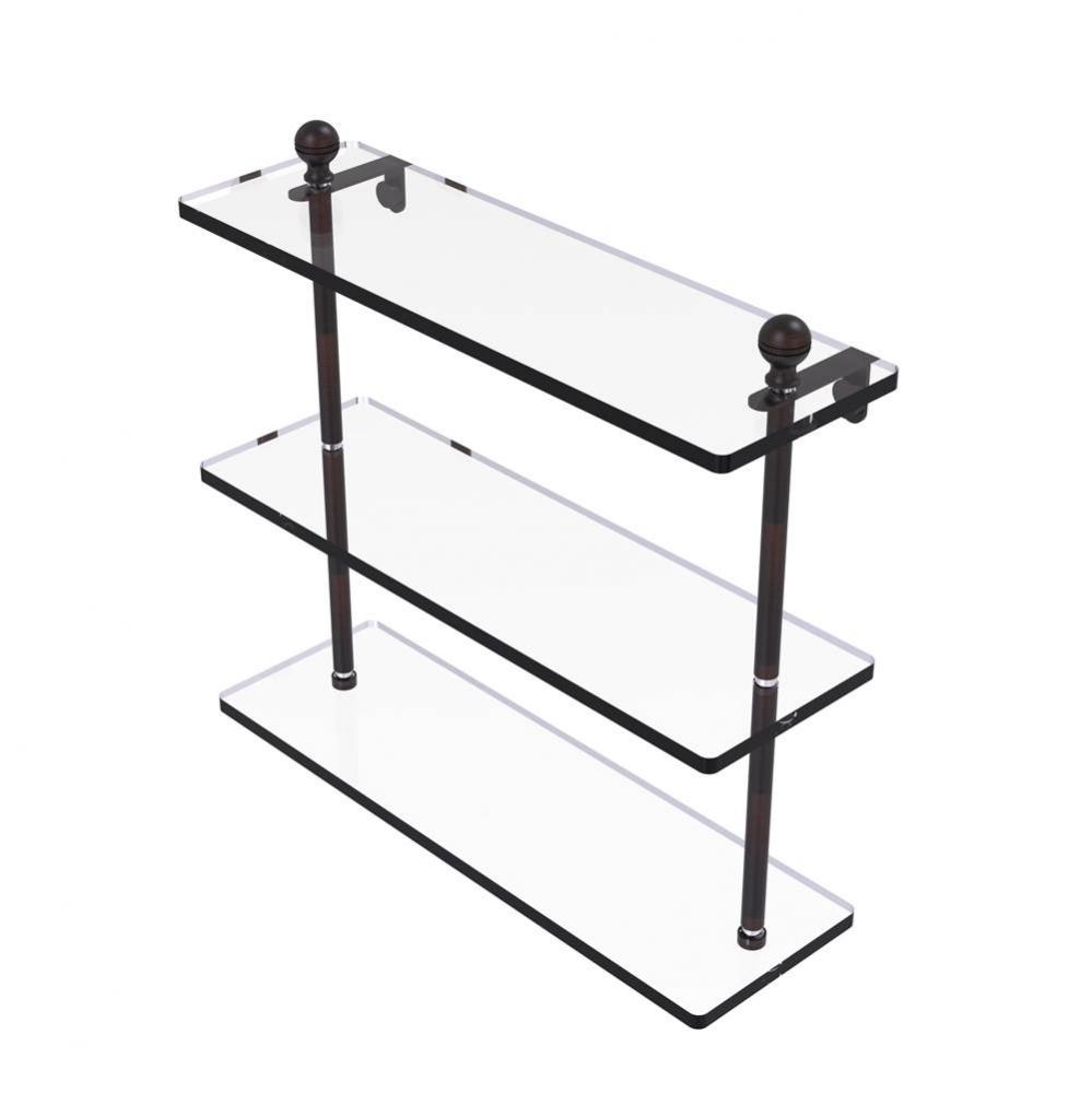 Mambo Collection 16 Inch Triple Tiered Glass Shelf