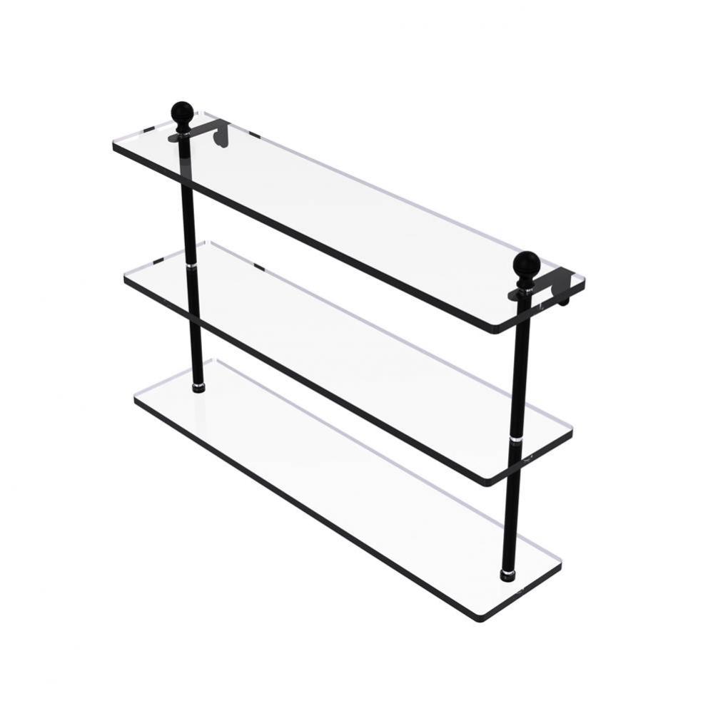 Mambo Collection 22 Inch Triple Tiered Glass Shelf