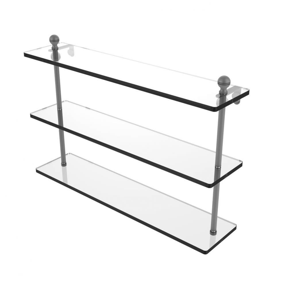 Mambo Collection 22 Inch Triple Tiered Glass Shelf