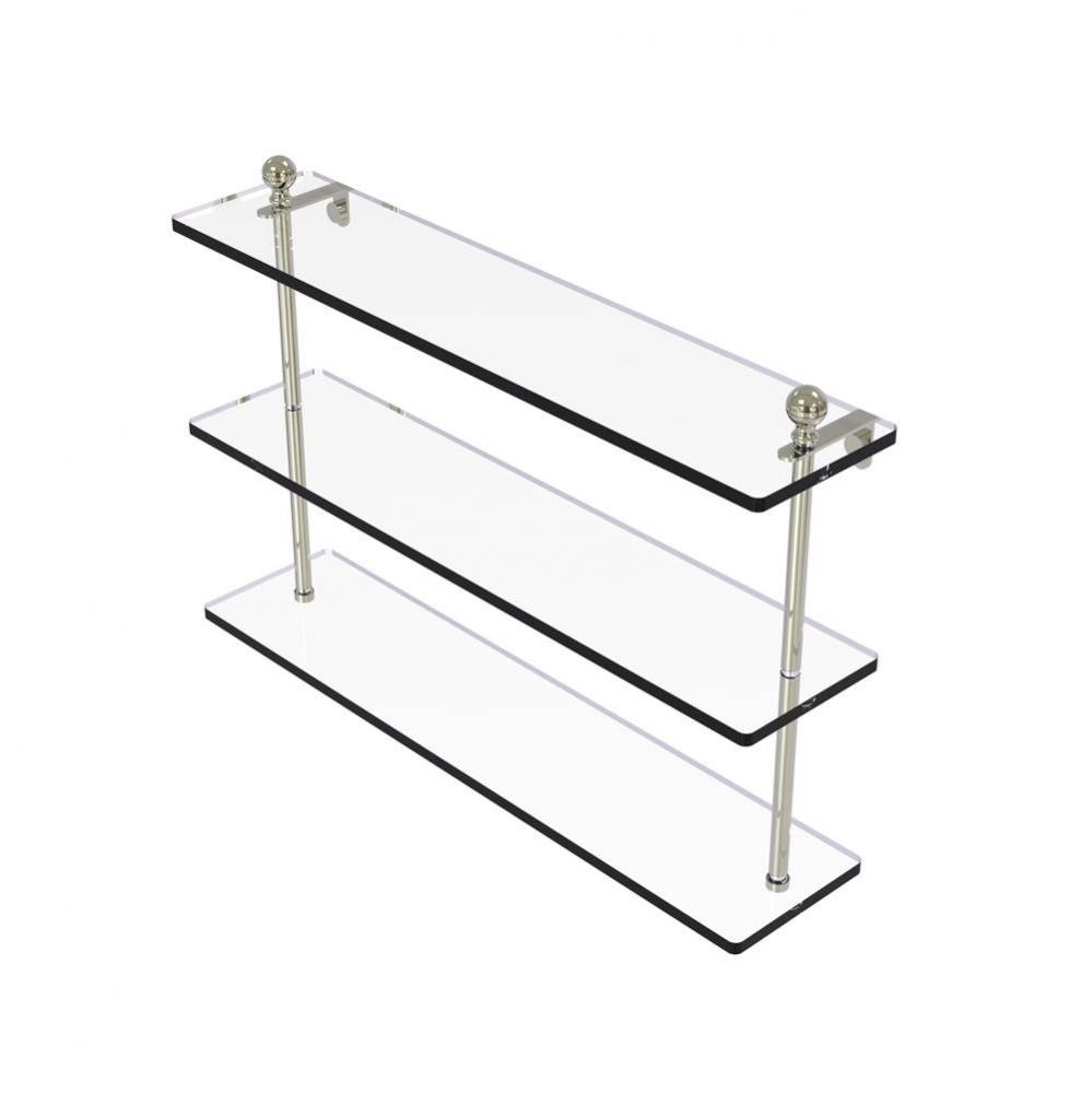Mambo Collection 22 Inch Triple Tiered Glass Shelf