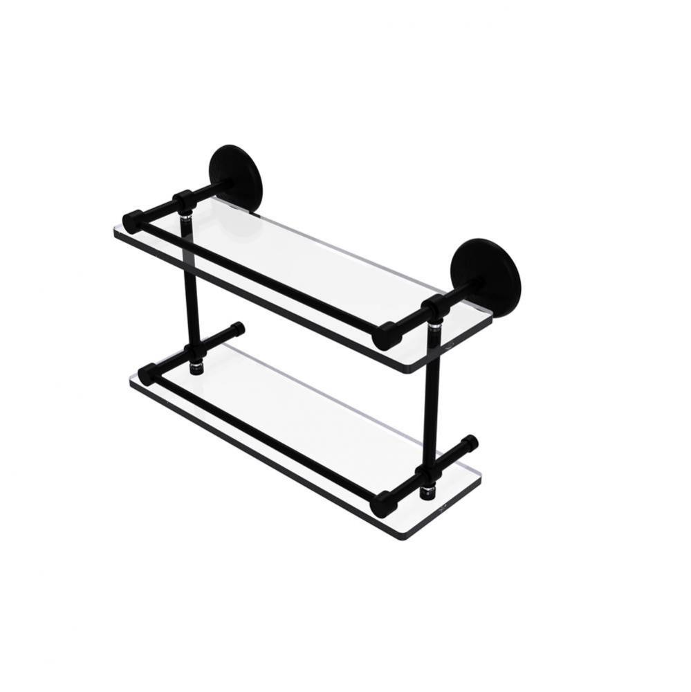 Monte Carlo 16 Inch Double Glass Shelf with Gallery Rail