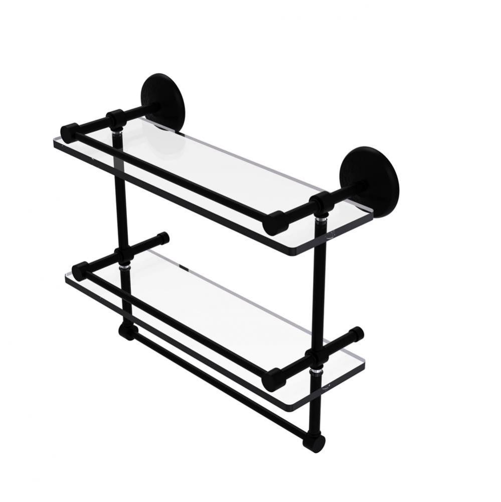 Monte Carlo Collection 16 Inch Gallery Double Glass Shelf with Towel Bar
