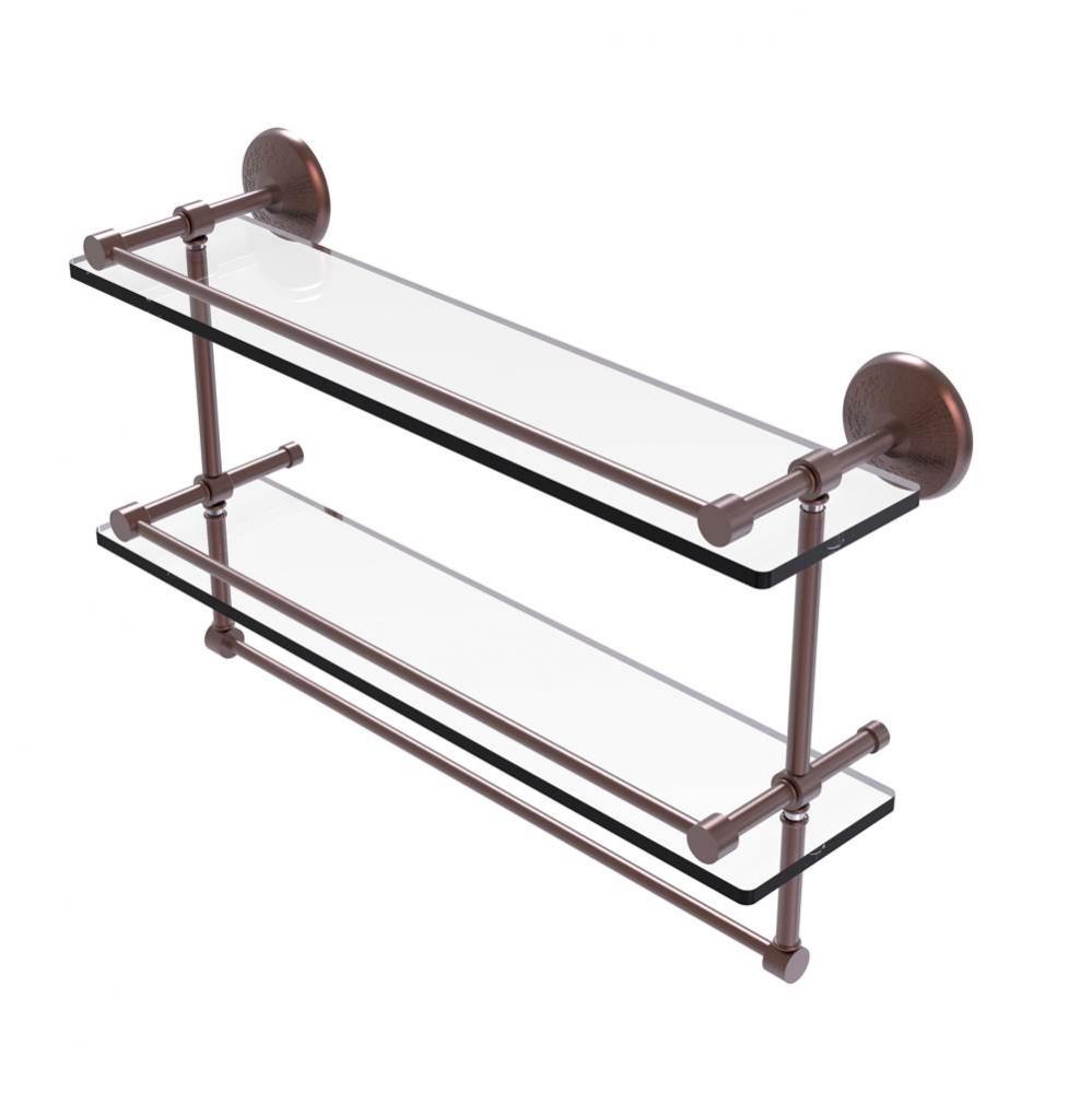22 Inch Gallery Double Glass Shelf with Towel Bar
