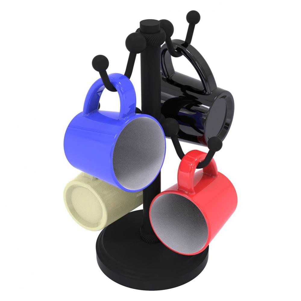 Countertop 4 Coffee Mug Holder with Twisted Detail - Matte Black