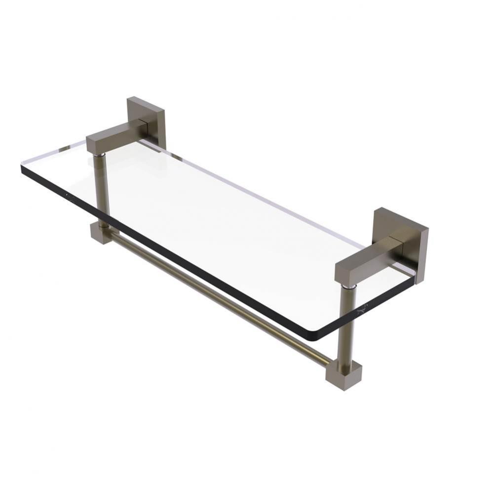 Montero Collection 16 Inch Glass Vanity Shelf with Integrated Towel Bar