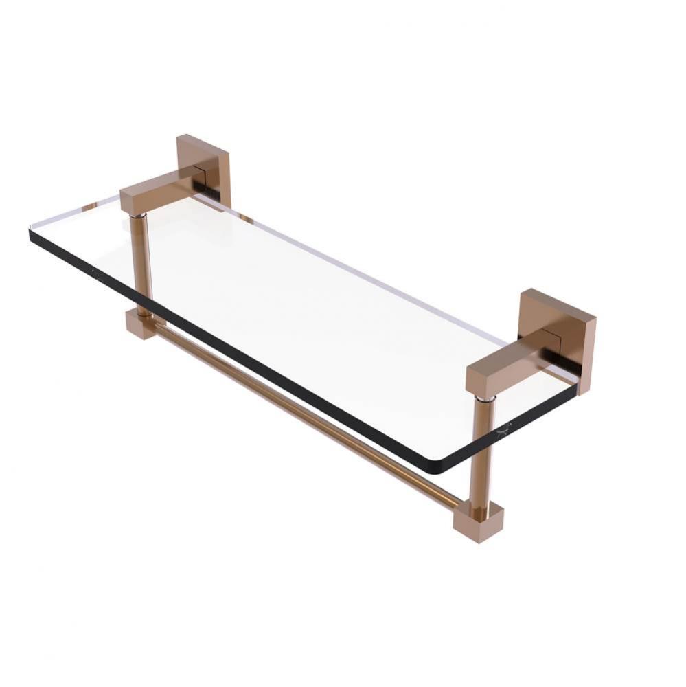 Montero Collection 16 Inch Glass Vanity Shelf with Integrated Towel Bar