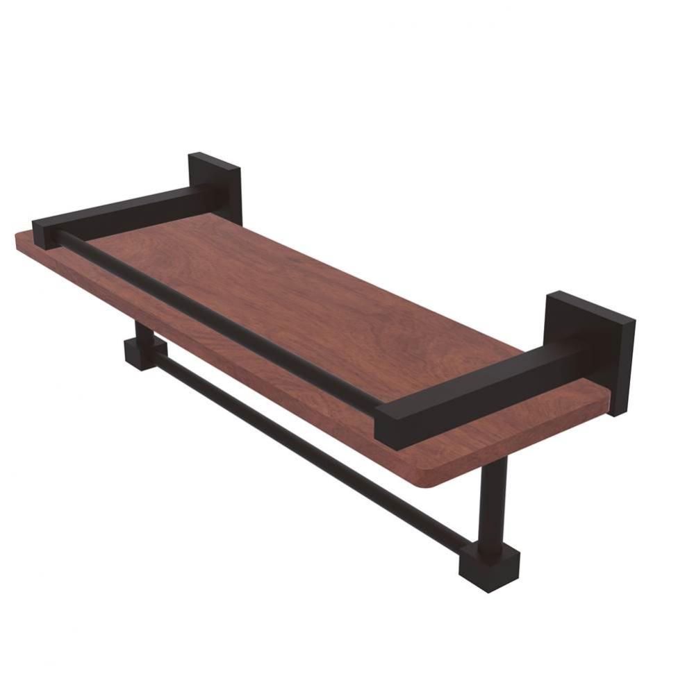 Montero Collection 16 Inch IPE Ironwood Shelf with Gallery Rail and Towel Bar