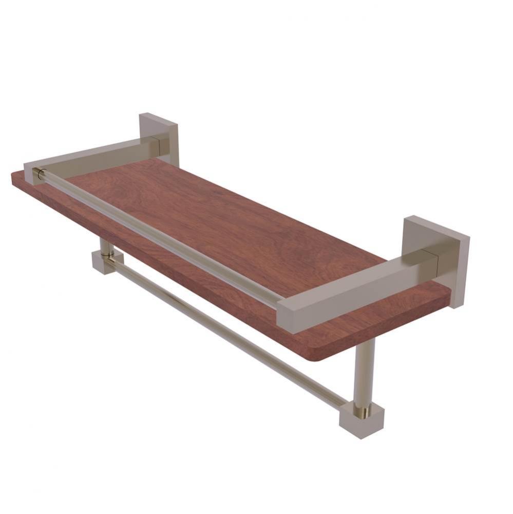 Montero Collection 16 Inch IPE Ironwood Shelf with Gallery Rail and Towel Bar