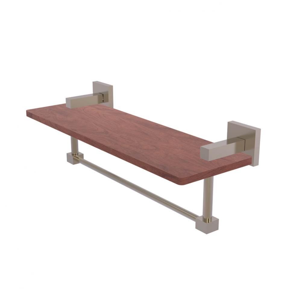 Montero Collection 16 Inch Solid IPE Ironwood Shelf with Integrated Towel Bar