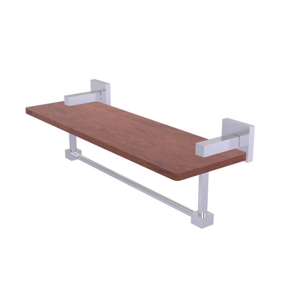 Montero Collection 16 Inch Solid IPE Ironwood Shelf with Integrated Towel Bar