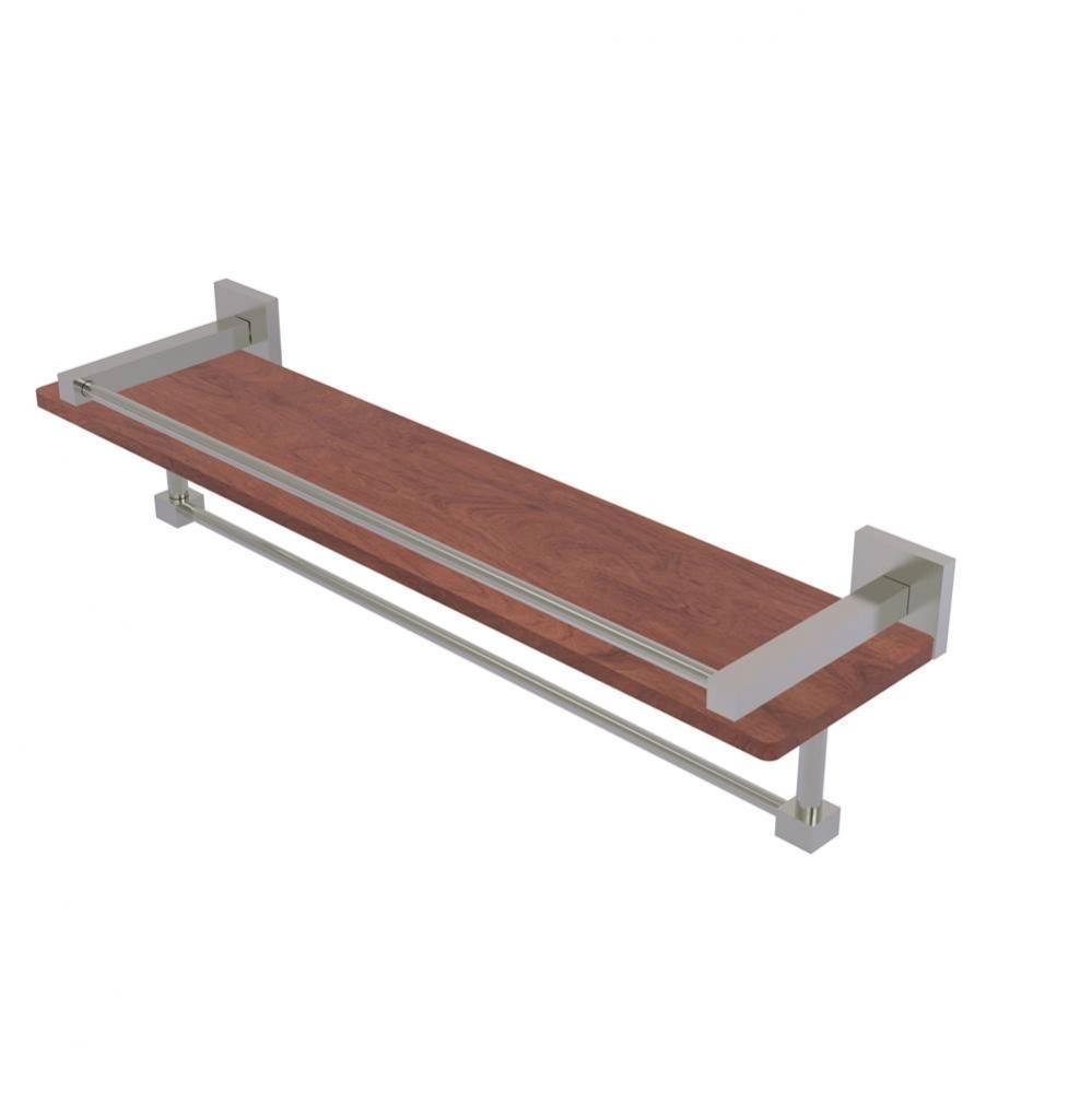 Montero Collection 22 Inch IPE Ironwood Shelf with Gallery Rail and Towel Bar