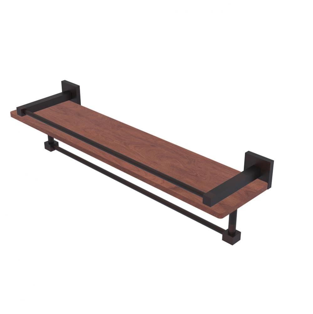 Montero Collection 22 Inch IPE Ironwood Shelf with Gallery Rail and Towel Bar