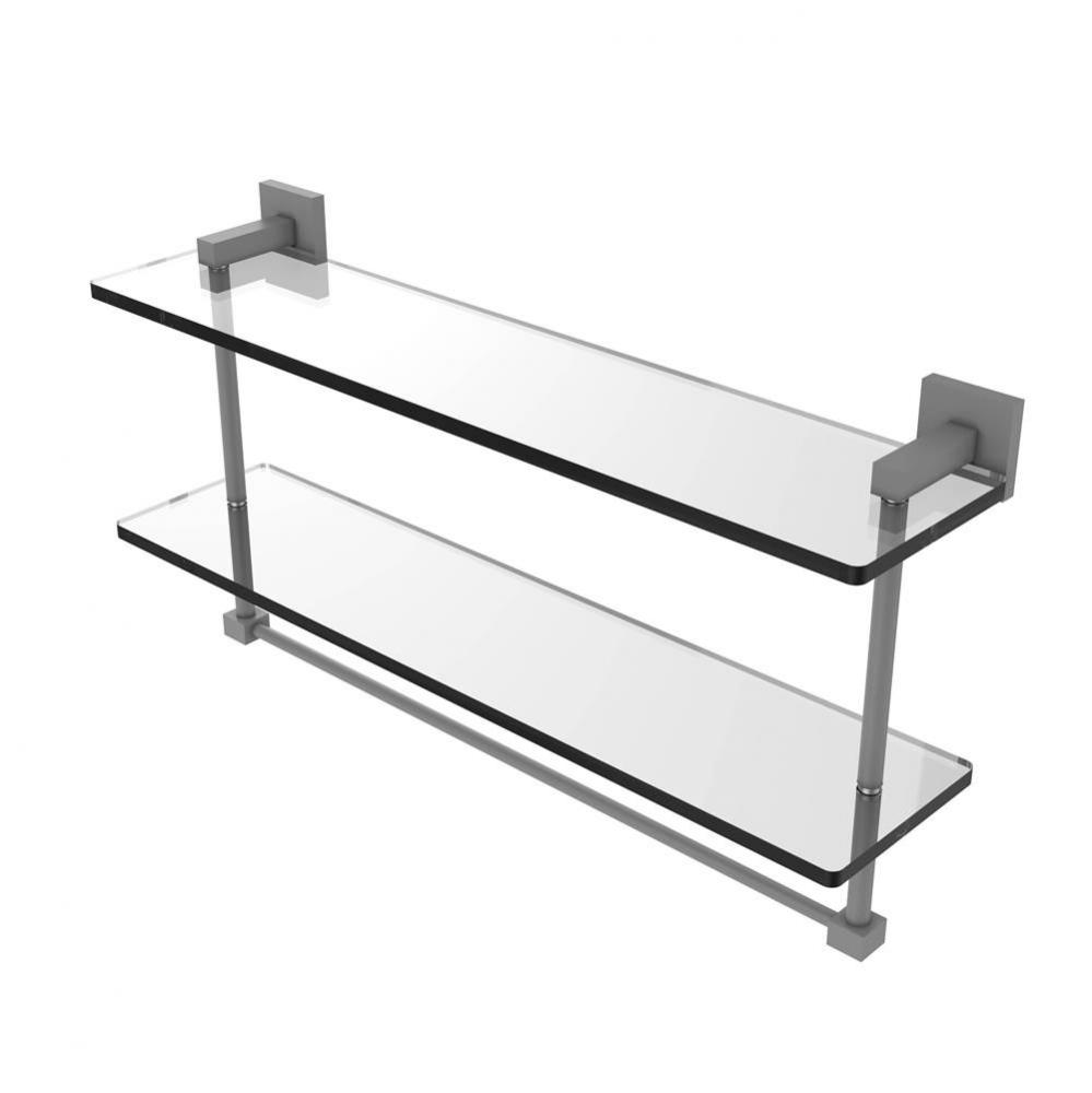 Montero Collection 22 Inch Two Tiered Glass Shelf with Integrated Towel Bar