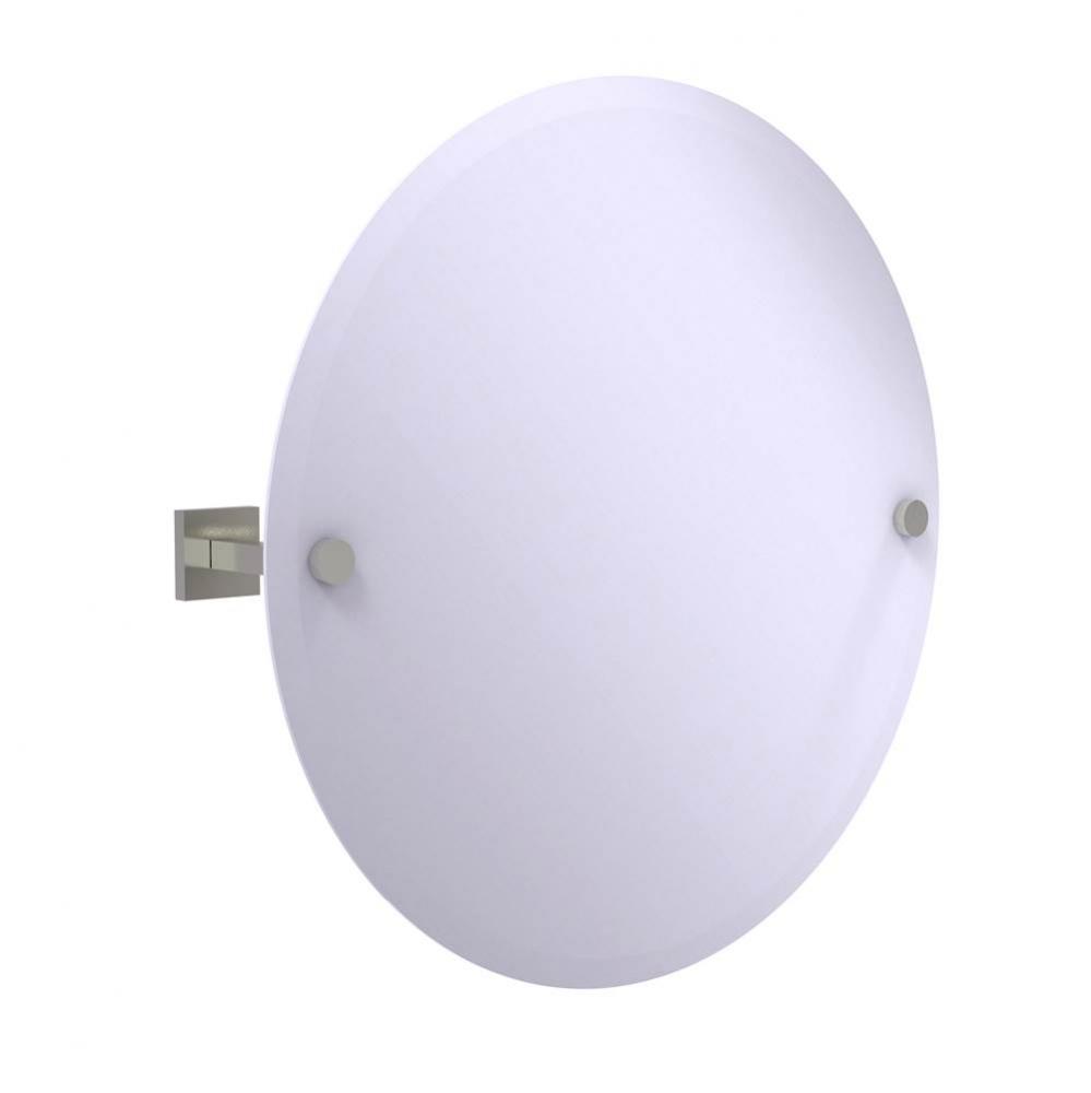 Montero Collection Contemporary Frameless Round Tilt Mirror with Beveled Edge