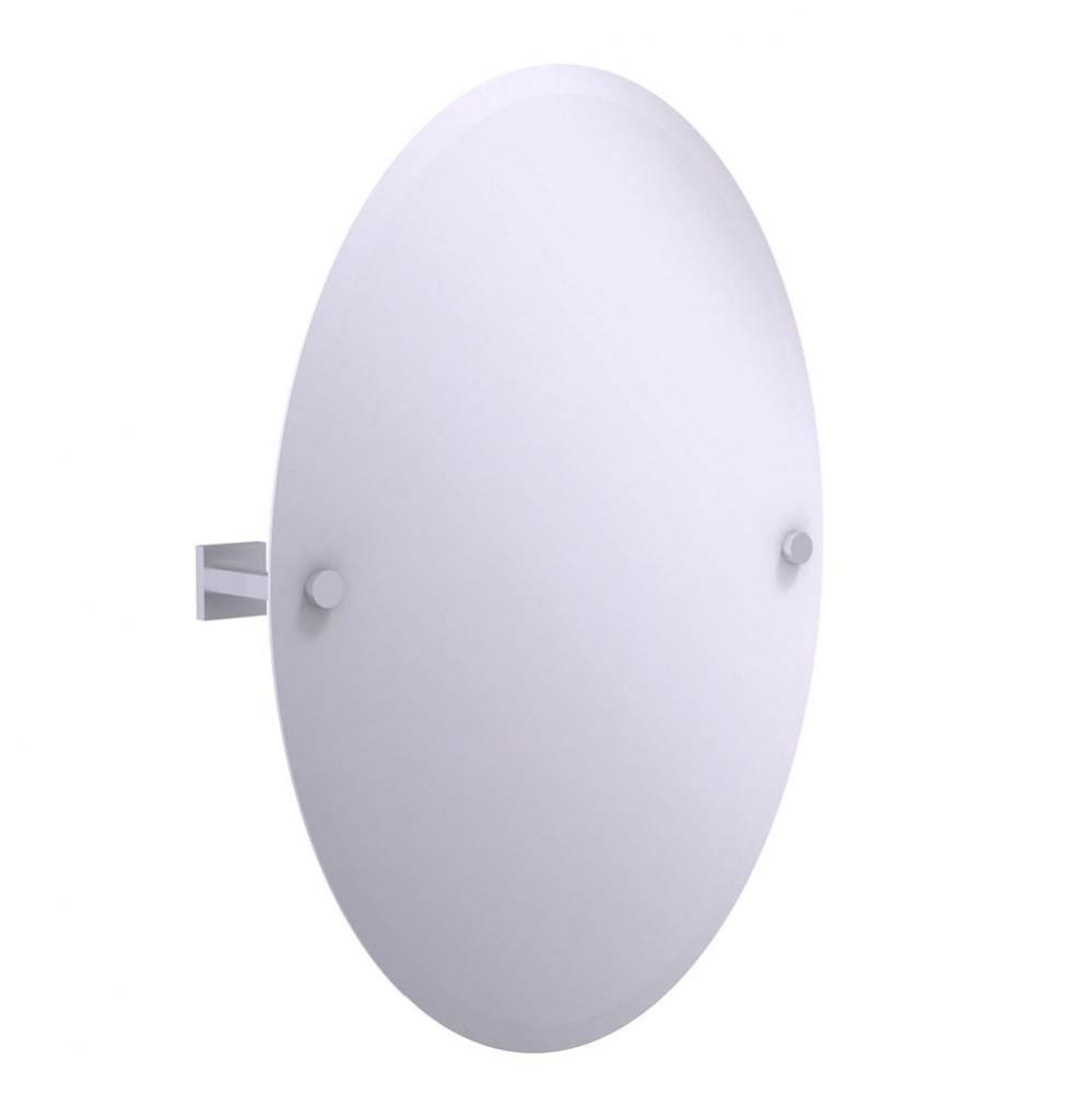 Montero Collection Contemporary Frameless Oval Tilt Mirror with Beveled Edge