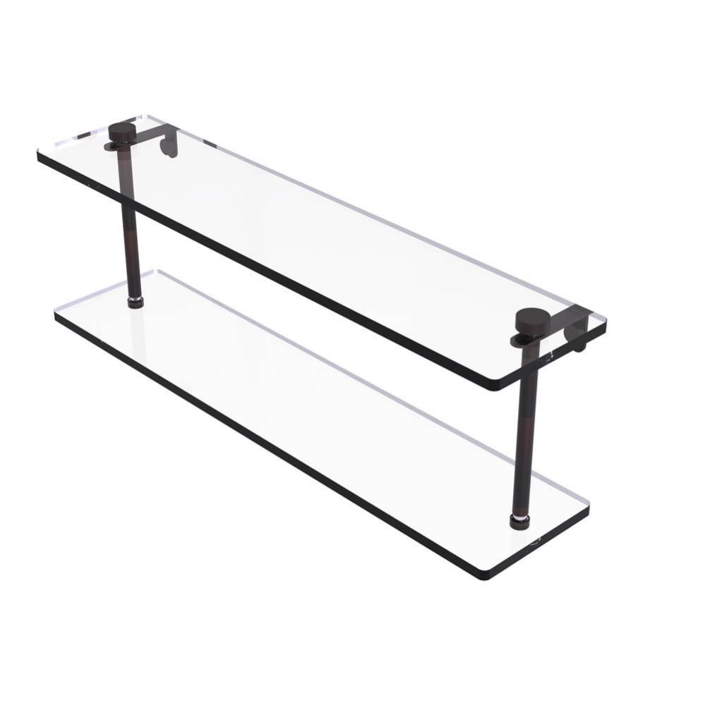 22 Inch Two Tiered Glass Shelf