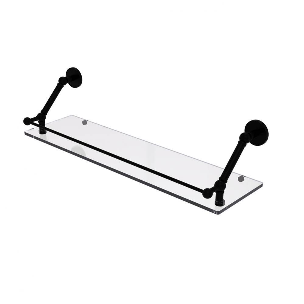 Prestige Skyline 30 Inch Floating Glass Shelf with Gallery Rail
