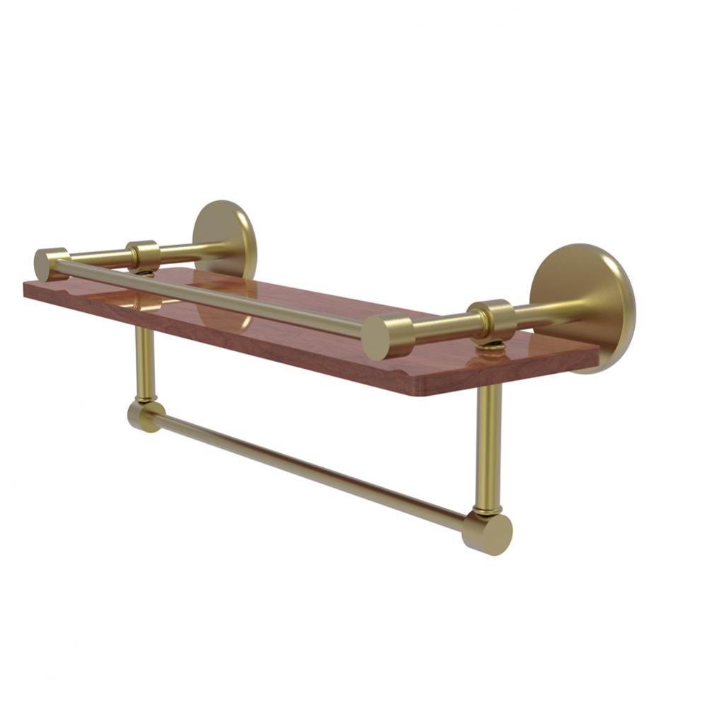 Prestige Skyline Collection 16 Inch IPE Ironwood Shelf with Gallery Rail and Towel Bar
