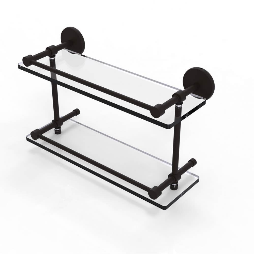 16 Inch Tempered Double Glass Shelf with Gallery Rail