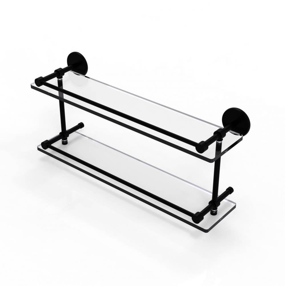 22 Inch Tempered Double Glass Shelf with Gallery Rail